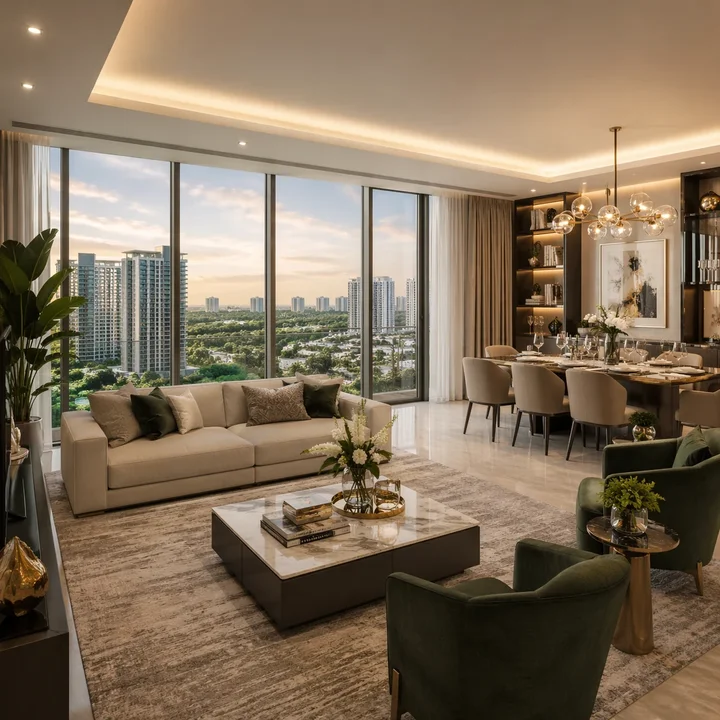 Sobha OneWorld living and dining room